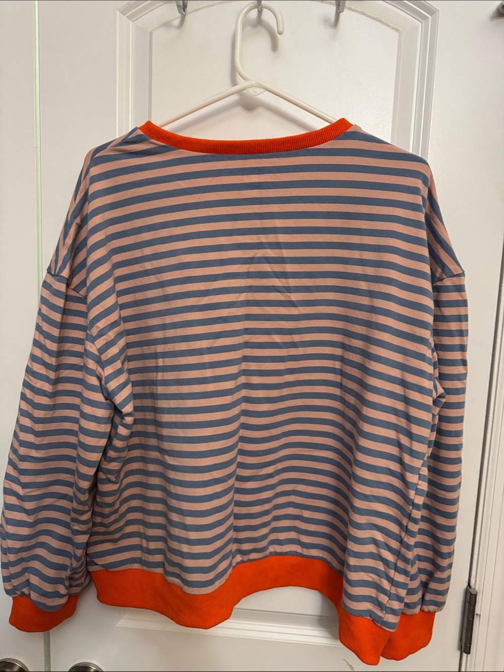 Striped Crewneck Sweatshirt with Orange Trim - Picture 2 of 2